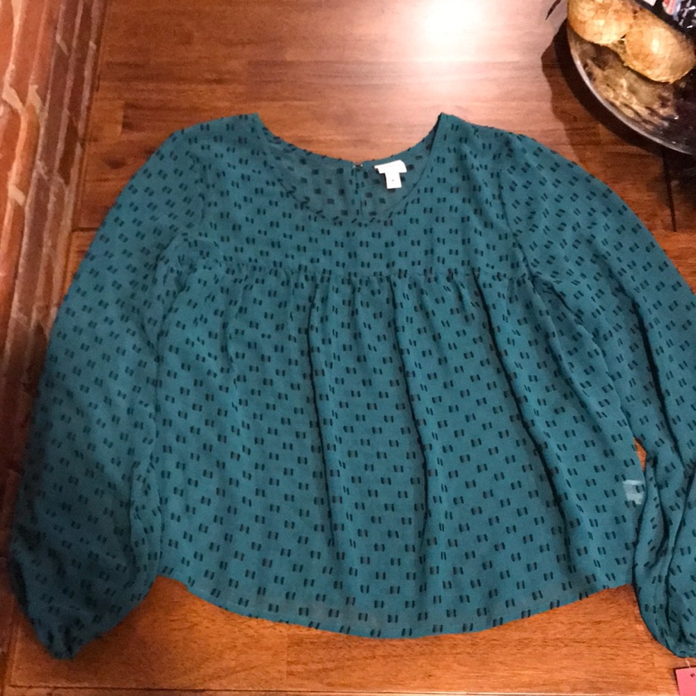 Merona sheer blouse in teal and black